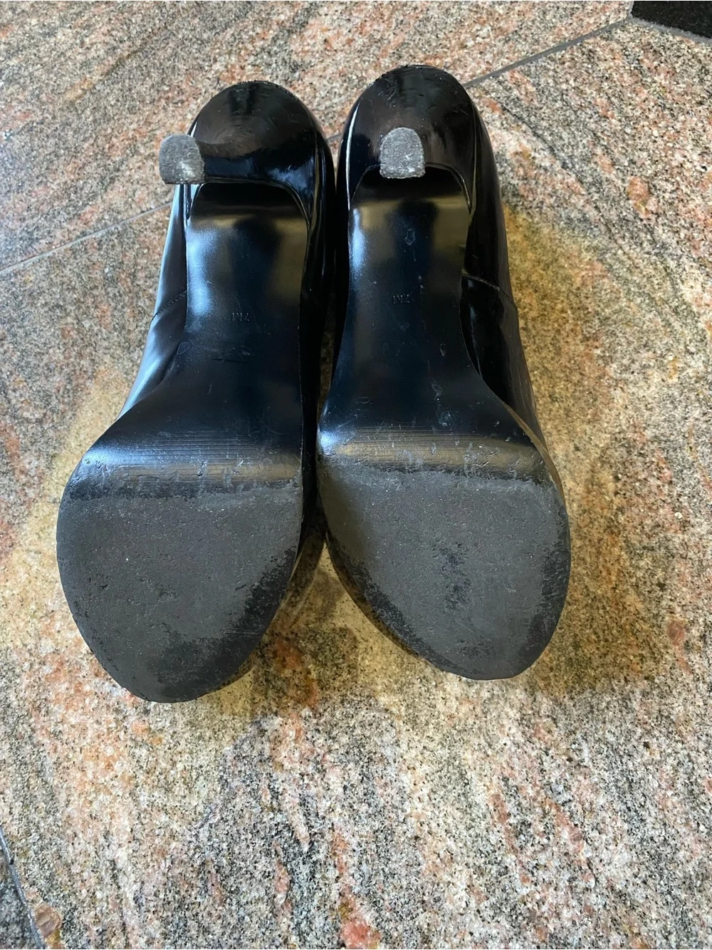 GUESS Black Patent Peep-Toe Pumps, Size 7